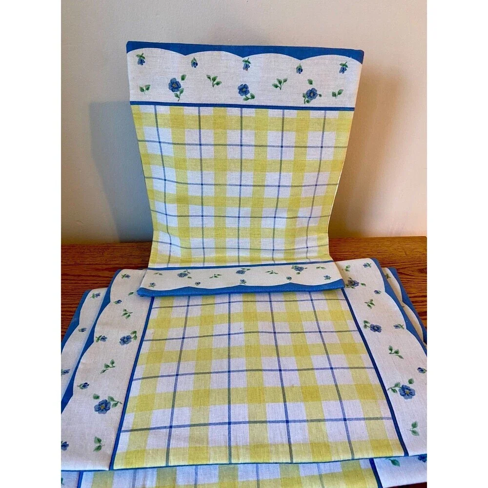 VTG pfaltzgraff SHELBY USA Set Teapot Towel Cushion Place Mats SET (9) Wash Seat